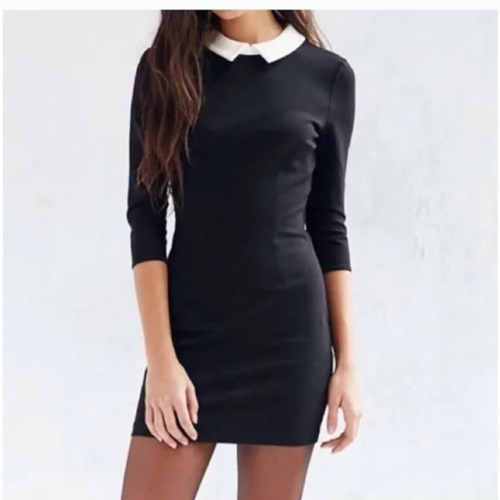 NWT cooperative black dress white collar size Medium bodycon “Wednesday”